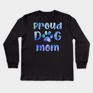 dog mom paws watercolour blue proud dog mom Kids Long Sleeve T-Shirt